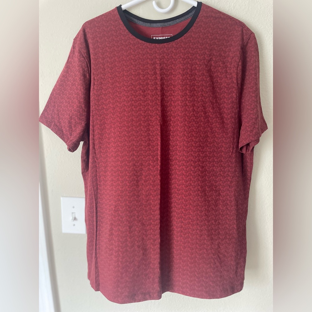 Express Red Geometric Short Sleeve Tee